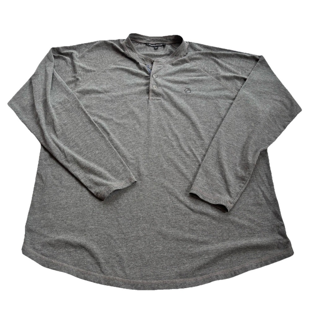 Hammermade Men's Lightweight Stretch Super Soft Long Sleeve Gray Henley Size XXL